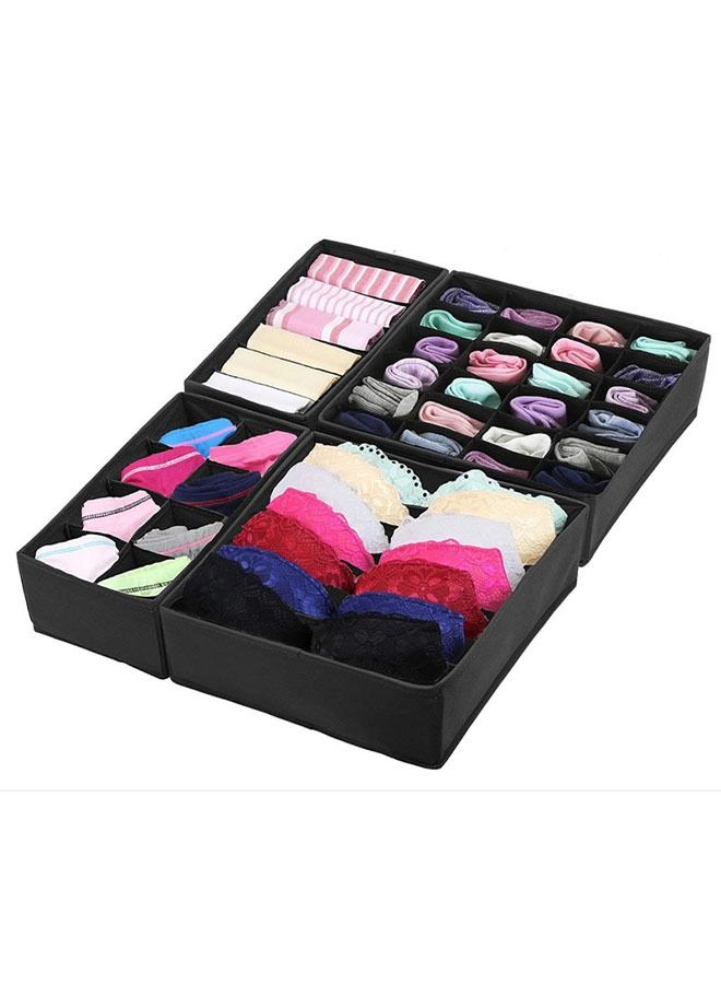 Ant Set of 4 Foldable Sock Underwear Drawer Organizer Box, Closet Dresser Drawers Storage Box for Lingerie Panties Clothes Ties (Black)  - Image 1