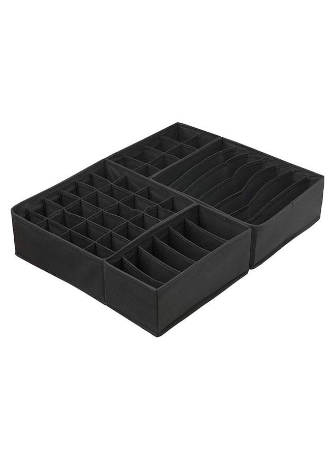 Ant Set of 4 Foldable Sock Underwear Drawer Organizer Box, Closet Dresser Drawers Storage Box for Lingerie Panties Clothes Ties (Black)  - Image 4
