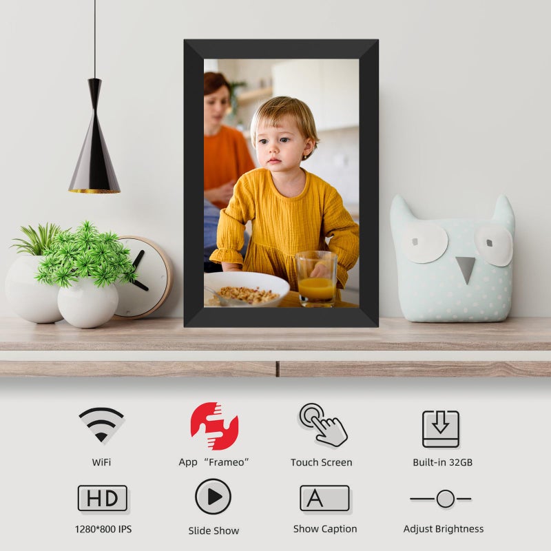 YENOCK FRAMEO Digital Photo Frame WiFi 32GB 10.1 Inch 1280x800 IPS Touch Screen Digital Picture Frame Easy Setup Share Photo or Video via Frameo APP  - Image 3