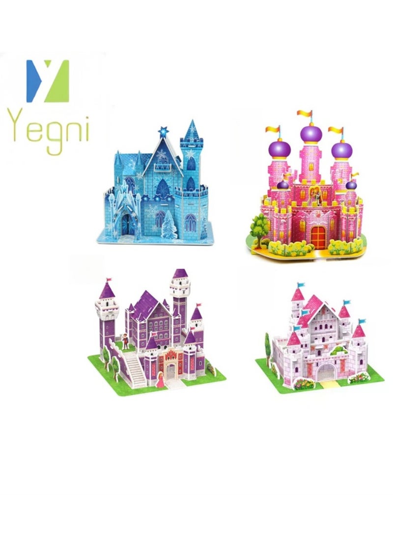 Yegni 4Pcs Children's Parent-child Toy Building House Handmade Educational 3D Puzzle Paper Model Gift Assembly Interactive Parent-child Toy - Image 1
