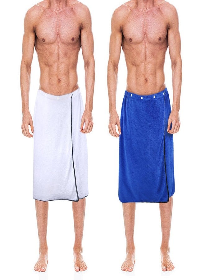 kilofly 2pc Men's Adjustable Shower Wrap Bath Towel with Snap Closure 26 x 54 inch - Image 1