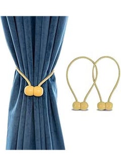 Generic Magnetic Curtain Strips, 1 Pair, No Drilling or Installation - Decorative Curtain Tie Rope (Yellow)  - Image 1