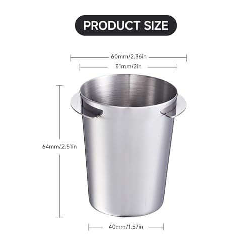 Ktsxxops Coffee Dosing Cup 51mm Coffee Bean Dosing Cup, Stainless Steel Coffee Dosing Cup Coffee Machine Handle Dosing Cup Mug Coffee Powder Feeder Part - Image 2