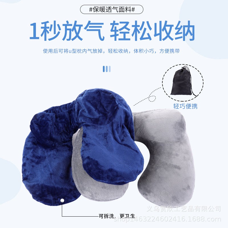 Inflatable U-Shaped Pillow Cute Neck Pillow Outdoor Neck Pillow Nap Pillow Travel Pillow Nap Pillow - Image 4
