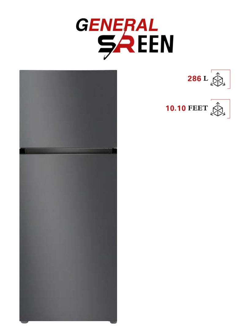 General Sreen Two-Door No-Frost Refrigerator - 286 Liters - 10.10 Cubic Feet - Energy Efficient - 90 Watts - Dark Silver - GSRF-286NFS - Image 1