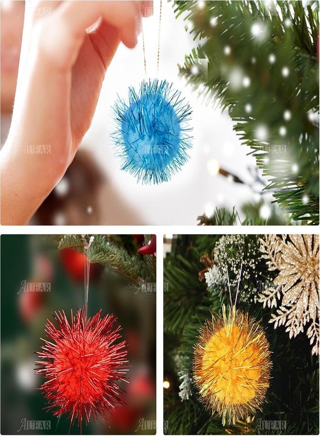 AUEAR, 12 Pack 2 Inch Sparkle Ball Shiny Glitter Tinsel Pom Poms Interactive Cat Balls for Kittens (4 Colors, 12 Inch-12 Pack) - Image 3
