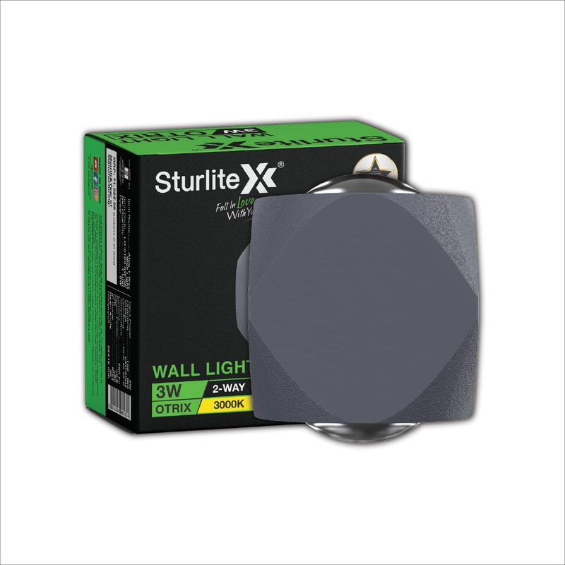Sturlite Otrix 3Watt 2Way LED Wall Light 3K Color Temperature Corrosion Scratch Resistant Aluminum Body with IP65Weather Protection Indoor Outdoor Wall Mount Decorative Light Pack of 1 - Image 1