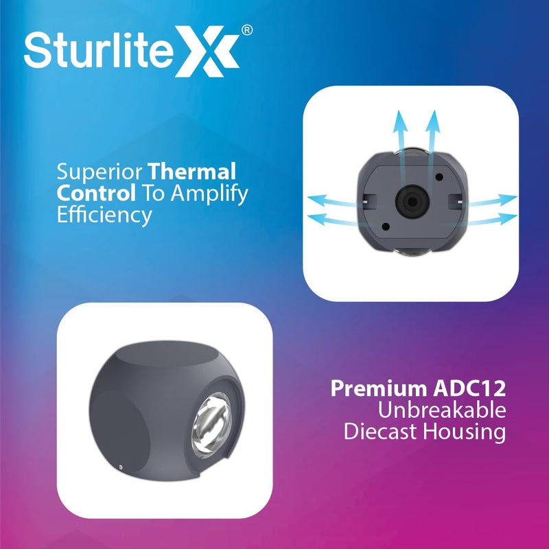 Sturlite Otrix 3Watt 2Way LED Wall Light 3K Color Temperature Corrosion Scratch Resistant Aluminum Body with IP65Weather Protection Indoor Outdoor Wall Mount Decorative Light Pack of 1 - Image 3