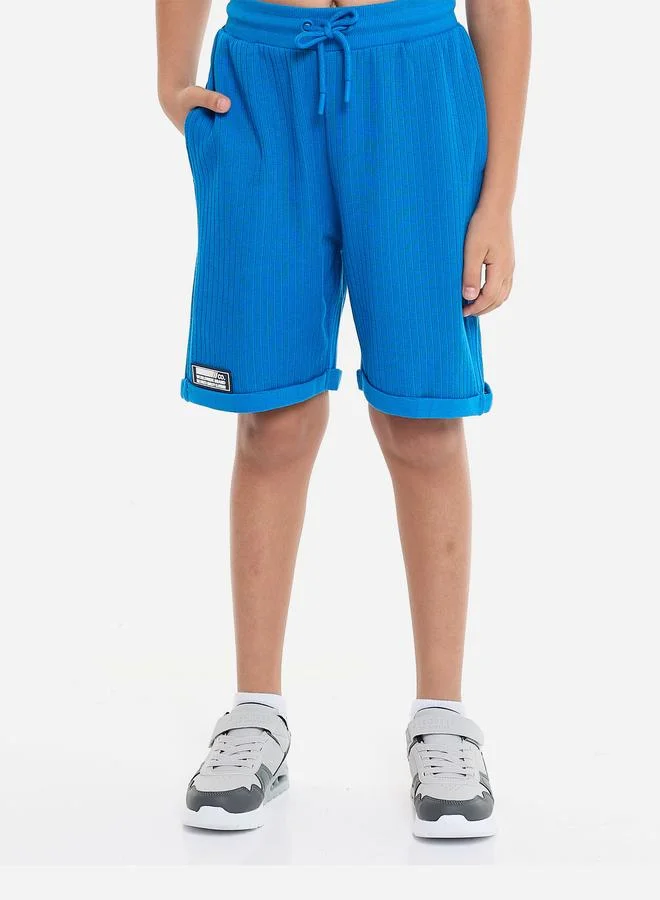 victor and jane Victor And Jane Boys Blue Textured Polo T-Shirt and Shorts Set
