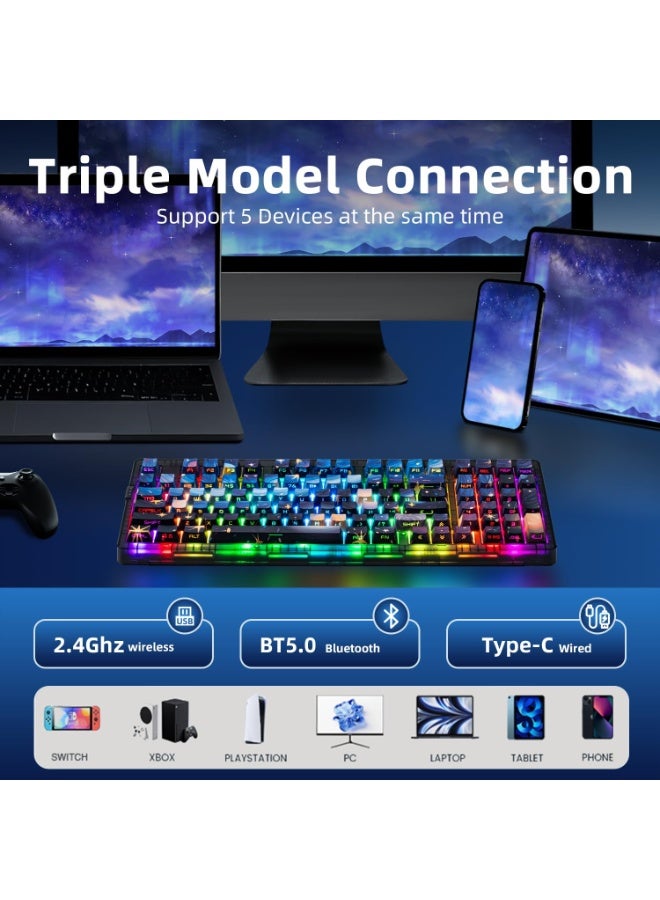ZORNHER ZH980 Mechanical Keyboard,95% Blue Creamy Keyboard with Number Pad,Van Gogh's Starry Night Dye Sublimation PBT Keycaps,Creamy Sounding Linear Switches,Hot-Swappable,RGB Backlit - Image 3