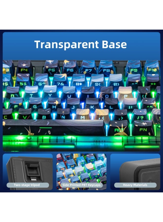 ZORNHER ZH980 Mechanical Keyboard,95% Blue Creamy Keyboard with Number Pad,Van Gogh's Starry Night Dye Sublimation PBT Keycaps,Creamy Sounding Linear Switches,Hot-Swappable,RGB Backlit - Image 5