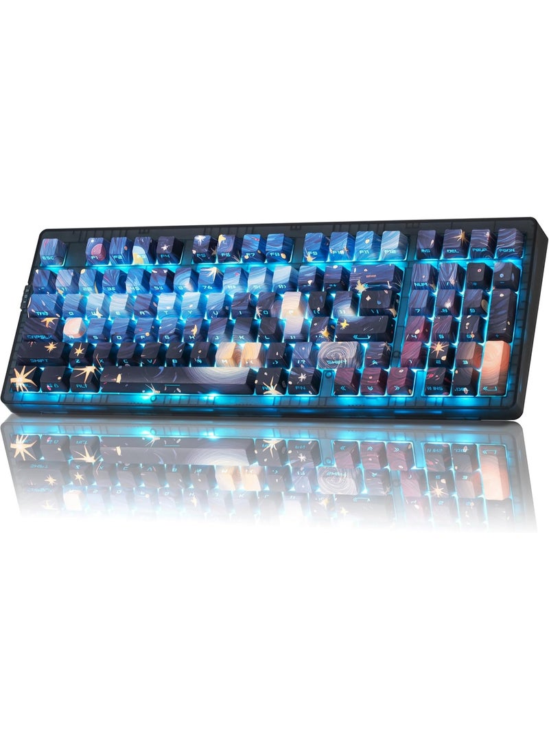 ZORNHER ZH980 Mechanical Keyboard,95% Blue Creamy Keyboard with Number Pad,Van Gogh's Starry Night Dye Sublimation PBT Keycaps,Creamy Sounding Linear Switches,Hot-Swappable,RGB Backlit - Image 1