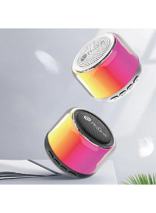 برو واحد ProOne PSB4335 is a compact portable Bluetooth 5.3 speaker with 3W output, RGB lighting, and a 52mm driver, featuring a 400mAh battery that offers up to 2 hours of playtime, Type-C fast charging in about 1 hour, and a 10m wireless range, while also supporting TWS stereo pairing, Bluetooth calling, TF card support up to 32GB, and MP3/WAV audio playback. - Image 5