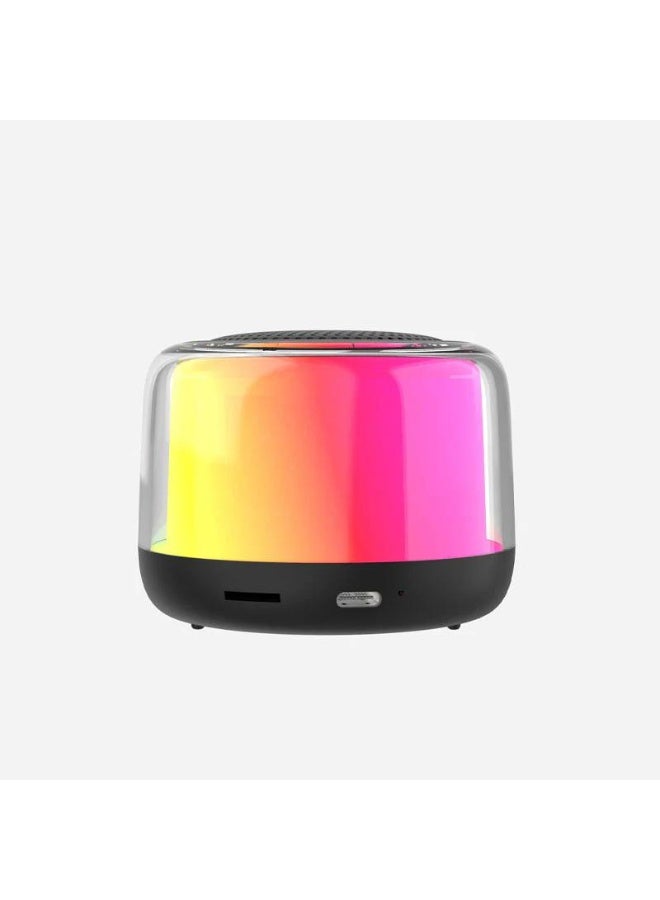 برو واحد ProOne PSB4335 is a compact portable Bluetooth 5.3 speaker with 3W output, RGB lighting, and a 52mm driver, featuring a 400mAh battery that offers up to 2 hours of playtime, Type-C fast charging in about 1 hour, and a 10m wireless range, while also supporting TWS stereo pairing, Bluetooth calling, TF card support up to 32GB, and MP3/WAV audio playback. - Image 4