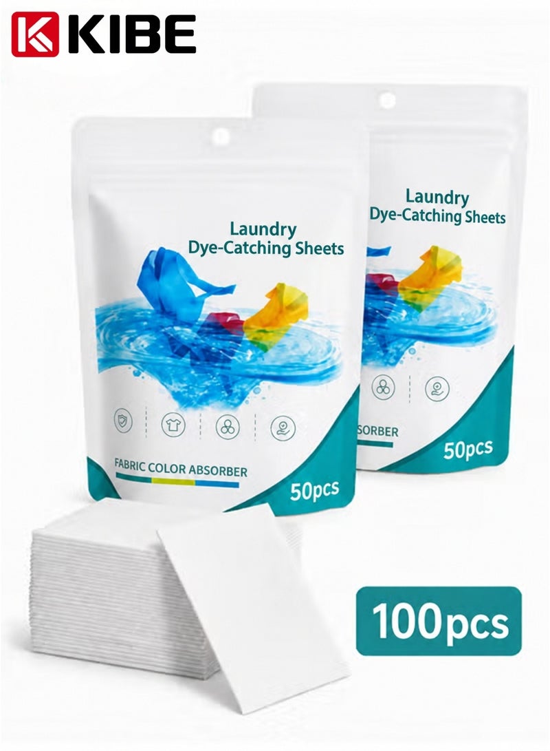 Kibe 100 Pcs of color difference inhibitor for laundry, which can be used to prevent clothes from getting stained. - Image 1