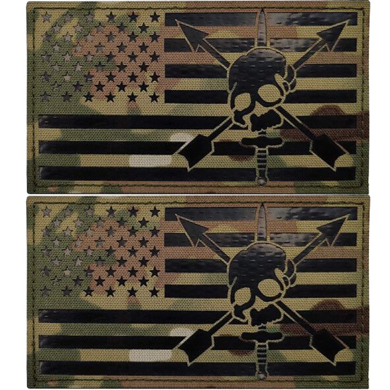 Reflective Pirate American USA US Flag Patches Emblem Tactical Fastener Hook and Loop Backing Badges Decorative Appliques