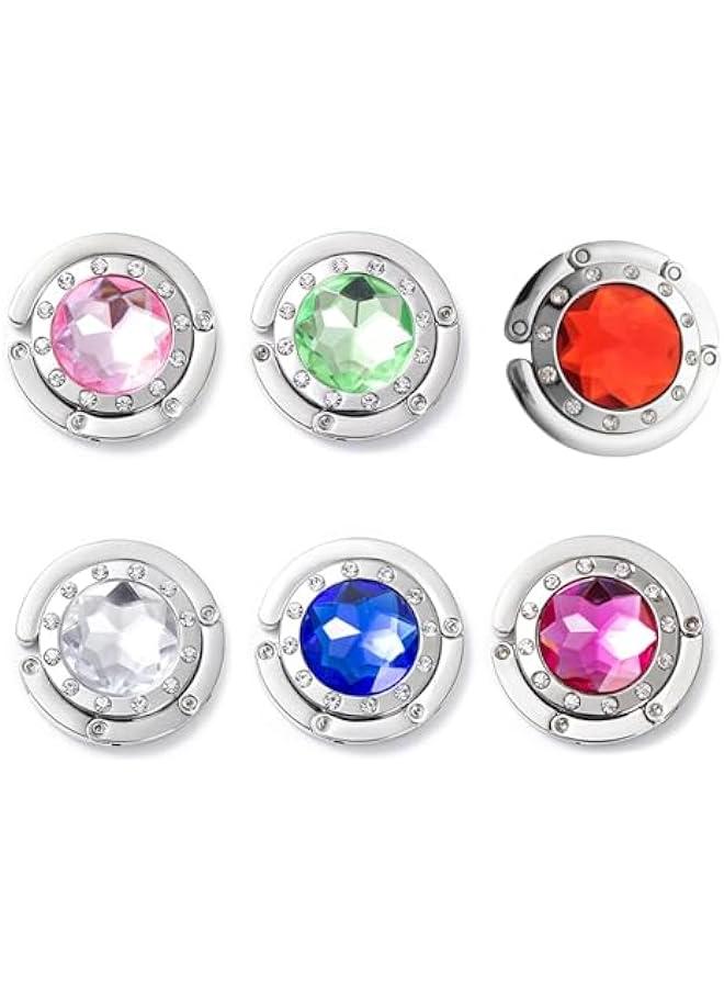 Portable Handbag Hooks for Tables - Set of 6, Crystal Alloy Magic Hooks in 6 Colors  - Image 1