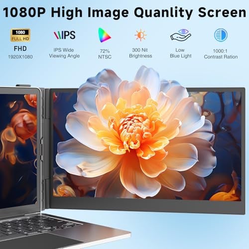 KEFEYA Laptop Screen Extender, 14" FHD 1080P Portable Monitor for Laptops, 0.19" Ultra-Thin Laptop Monitor Extender for 13-17" with USB-C/HDMI Port, Plug n Play for Windows/Mac/Android/Switch/PS5 - Image 3