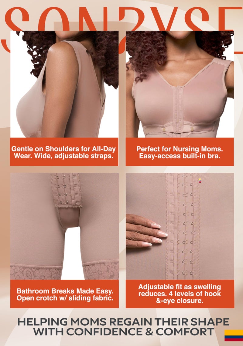 Sonryse PP-086 Fajas Colombianas Reductoras y Moldeadoras Postpartum Girdle Tummy Control Shapewear Cocoa Small - Image 3