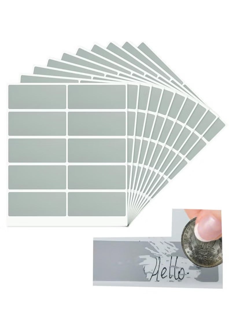 300PCS(30Sheets) Scratch Off Stickers Labels - Rectangle, Gray, 60mm x 25mm Self-Adhesive Easy to Peel and Stick for DIY Wedding Party Games Fundraisers Promotions - Image 1