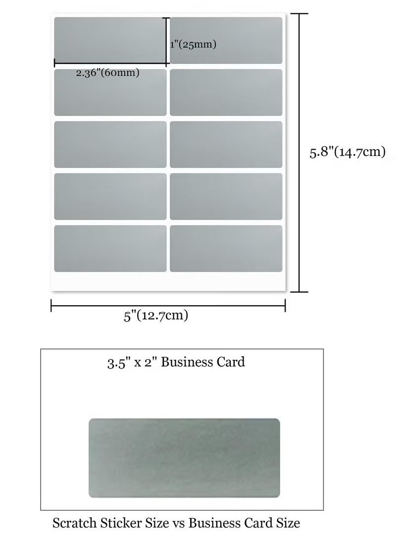 300PCS(30Sheets) Scratch Off Stickers Labels - Rectangle, Gray, 60mm x 25mm Self-Adhesive Easy to Peel and Stick for DIY Wedding Party Games Fundraisers Promotions - Image 2