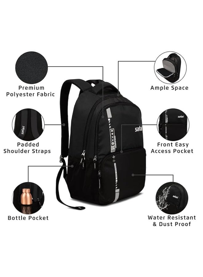 Safari Quill Large Laptop Backpack 26 Ltrs Water Resistant Fabric - Black - Image 2