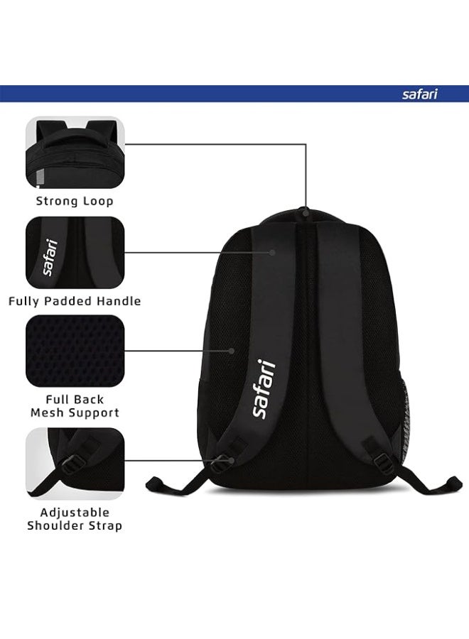 Safari Quill Large Laptop Backpack 26 Ltrs Water Resistant Fabric - Black - Image 3