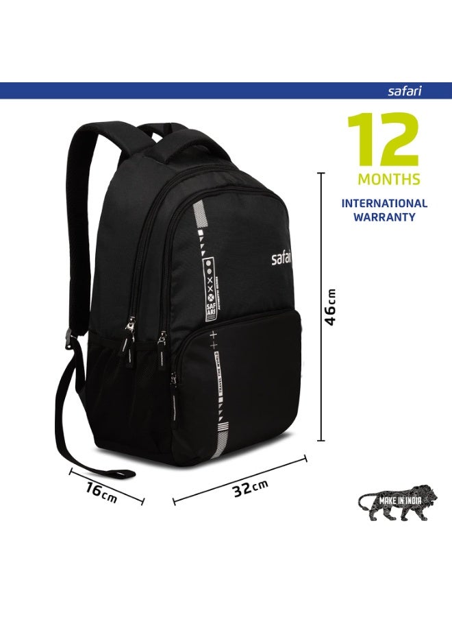 Safari Quill Large Laptop Backpack 26 Ltrs Water Resistant Fabric - Black - Image 4