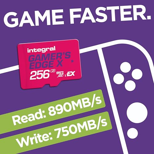 Integral 256GB Gamer's Edge X Micro SD Express Card for Nintendo Switch 2, up to 890MB/s Read, 750MB/s Write, 4K Video, A2, NVMe PCIe, High-Speed Gaming, Reduce Download Times, Ultra-Fast Storage - Image 2