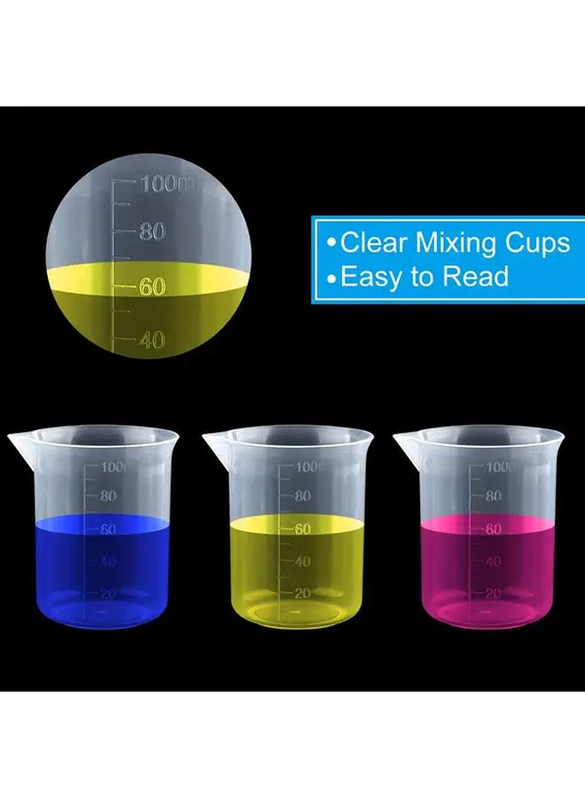 10pcs 100ml Measuring Cups Transparent Plastic Chemical Kitchen Lab Supplies - Image 4