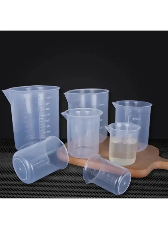 10pcs 100ml Measuring Cups Transparent Plastic Chemical Kitchen Lab Supplies - Image 1