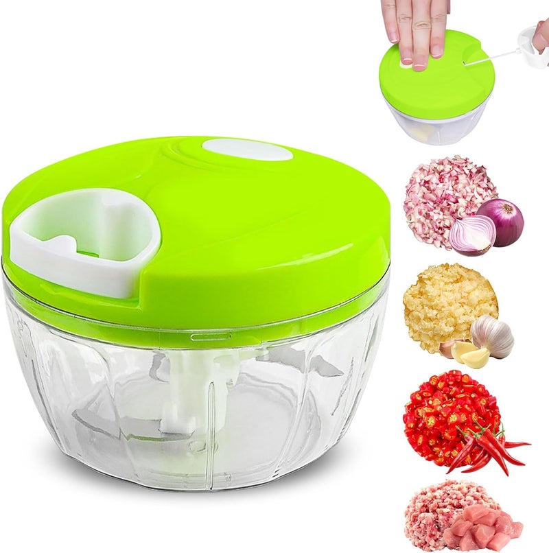 G.v Manual Garlic Chopper Mincer,Food Processor Vegetable Chopper, Portable Hand Pull String Garlic Mincer Onion Cutter for Veggies, Fruits, Nuts, Herbs (green) - Image 1