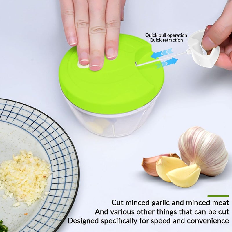 G.v Manual Garlic Chopper Mincer,Food Processor Vegetable Chopper, Portable Hand Pull String Garlic Mincer Onion Cutter for Veggies, Fruits, Nuts, Herbs (green) - Image 4