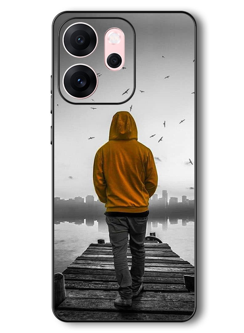 Theodor Case Compatible with Oppo Reno 14 F 6.57 Inch Protection Shockproof Bumper Cover Sad Boy Walking - Image 1