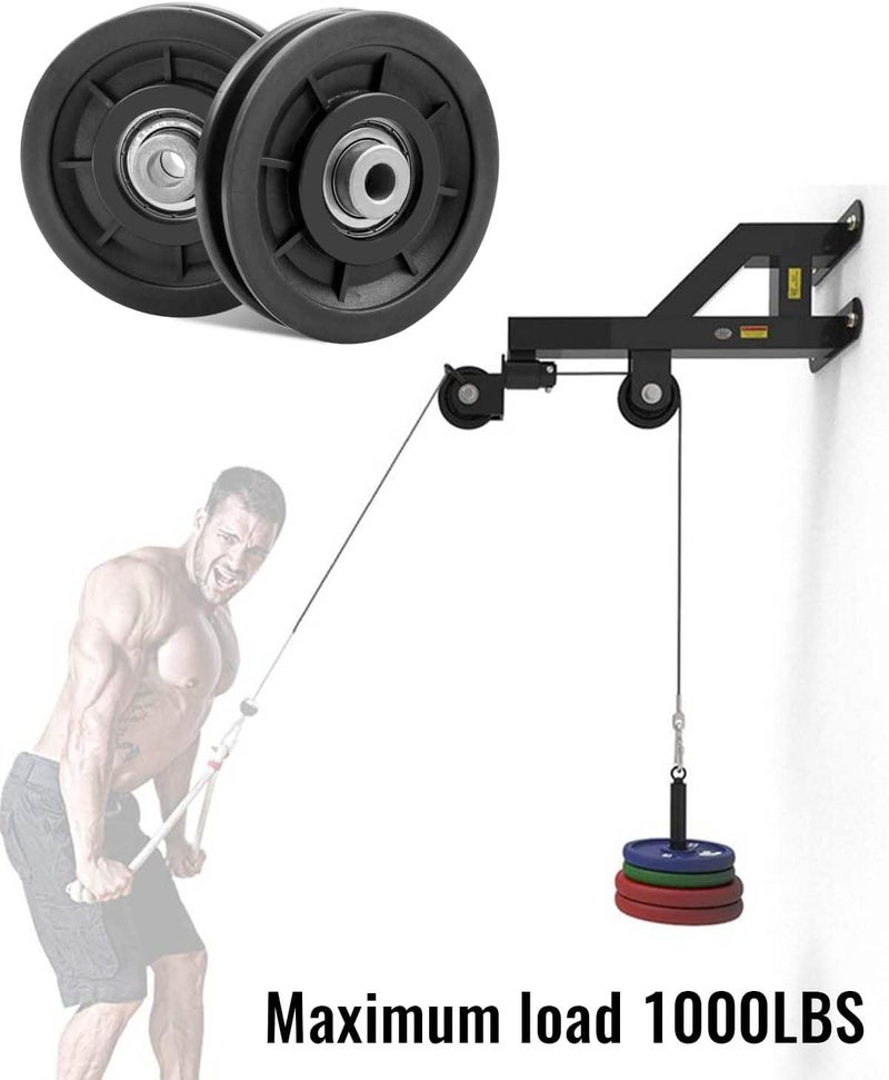 PNYZIK 2 PCS 3.5Inch/90mm Nylon Bearing Pulley Wheel, Silent Bearing Replace for Garage Gym Equipment Pulley System, Universal Wearproof Bearing Maximum Working Load of 1000 LBS - Image 4