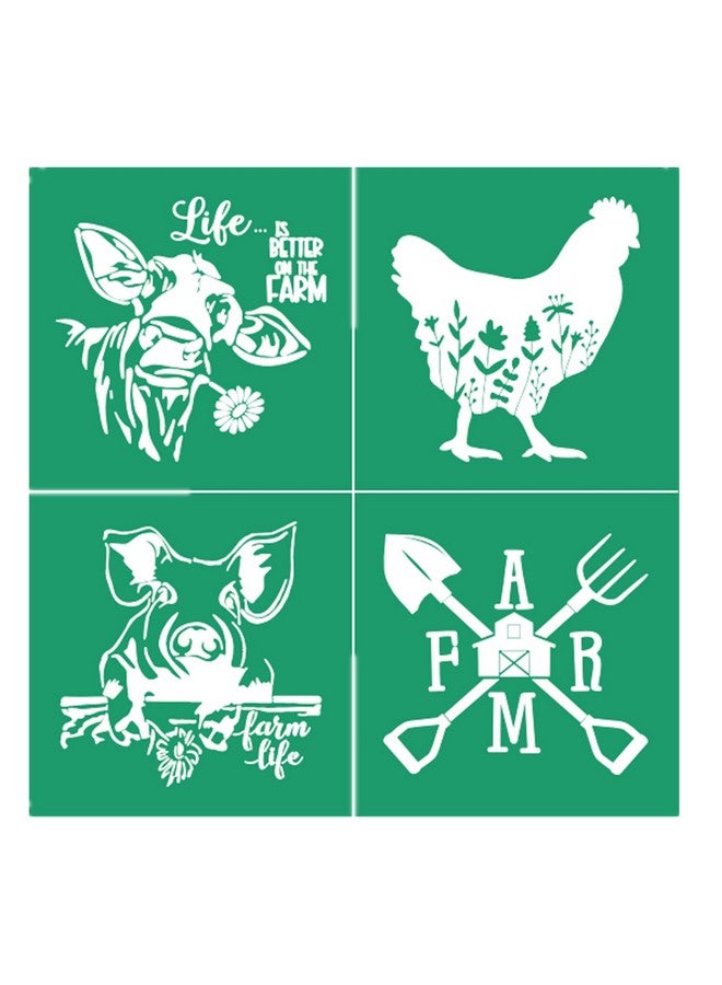 JAJADO Self Adhesive Silk Screen Stencil Farmhouse Stencils Farm Animal Stencils Silk Screen Transfers Reusable Chalk Paste Stencil Paint On Wood Fabric Pillow Wall Diy Home Decor Craft Project - Image 1