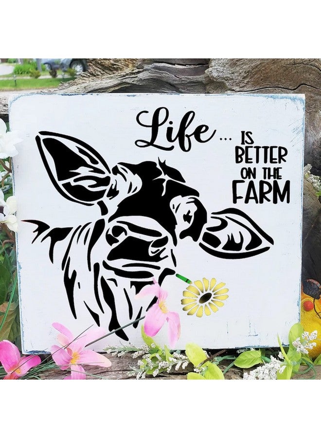 JAJADO Self Adhesive Silk Screen Stencil Farmhouse Stencils Farm Animal Stencils Silk Screen Transfers Reusable Chalk Paste Stencil Paint On Wood Fabric Pillow Wall Diy Home Decor Craft Project - Image 2