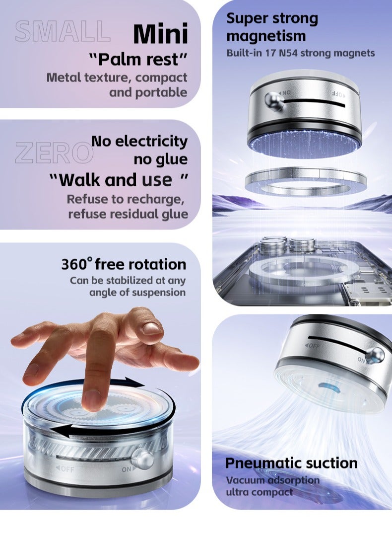 DC-ITECH Ultra Strong Magnetic Phone Holder 360°Rotating Vacuum Suction Phone Mount Portable Phone Holder for Vlog/Video/Car/ Gym/Mirror/Smooth Surface, Compatible with iPhone and All Smartphones - Image 4