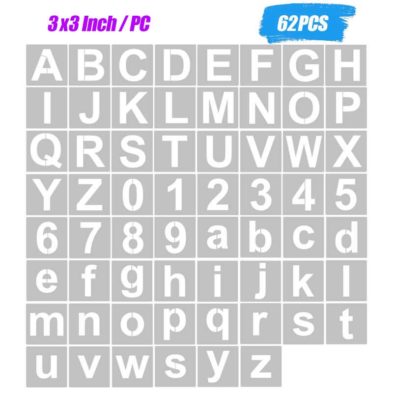 Letter Stencils: 62 Sheets 3 Inch Eco-Friendly PET Alphabet Stencils - Round Edge Reusable Craft Stencils for Home Art, DIY Decor, Baking & Gifting - Image 2