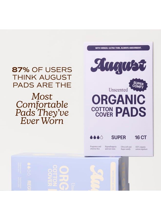 August Super Cotton Menstrual Pads, 72-Pack Ultra Thin Pads with Wings, Hypoallergenic Sanitary Napkins with Organic Cotton Topsheet, Compostable Wrappers, Toxin Free, Fragrance Free - Image 5