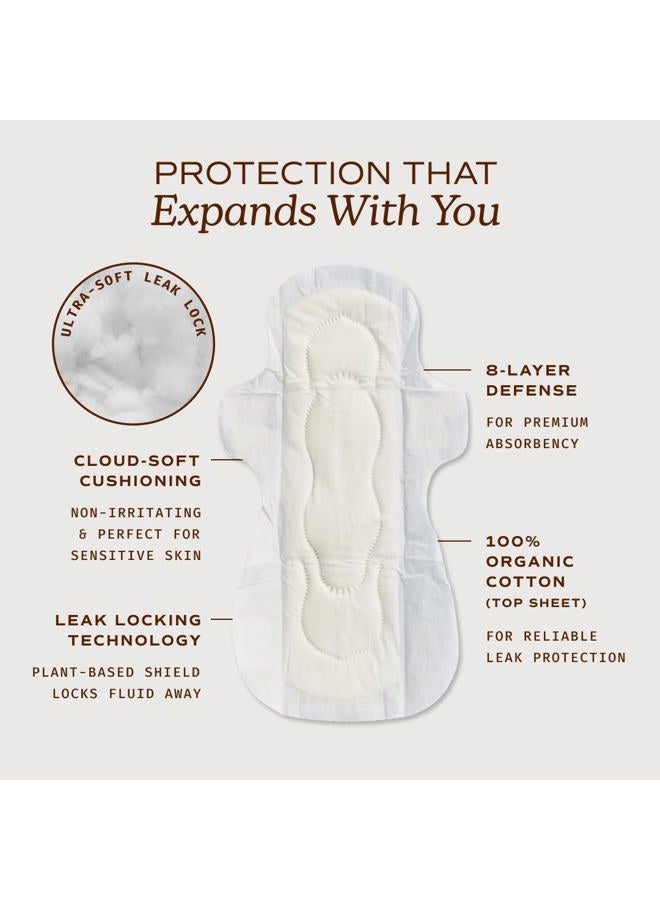 August Super Cotton Menstrual Pads, 72-Pack Ultra Thin Pads with Wings, Hypoallergenic Sanitary Napkins with Organic Cotton Topsheet, Compostable Wrappers, Toxin Free, Fragrance Free - Image 4
