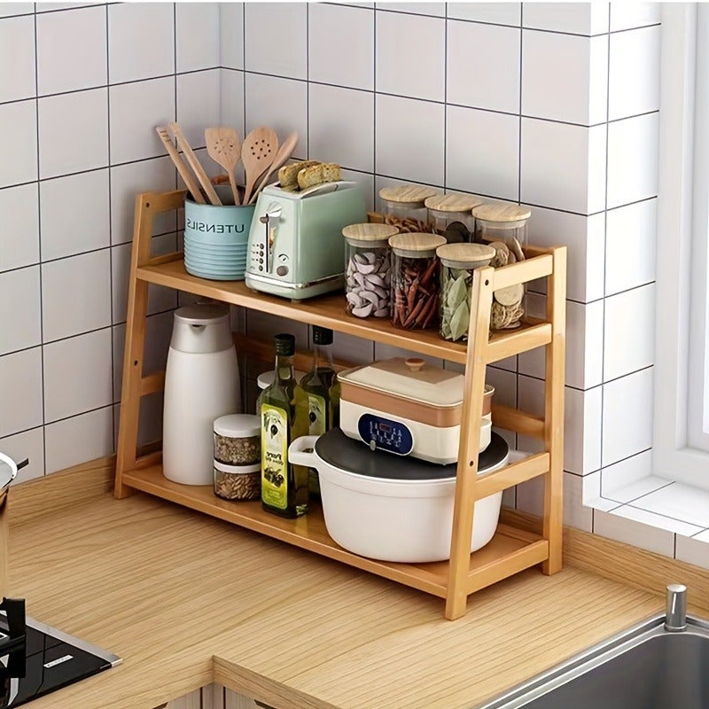 1pc Multifunctional Kitchen Storage Rack, Household Seasoning Rack, Countertop Condiment Storage Rack, Multi-Scene Use Desktop Bookshelf Balcony Small Flower Rack - Image 3