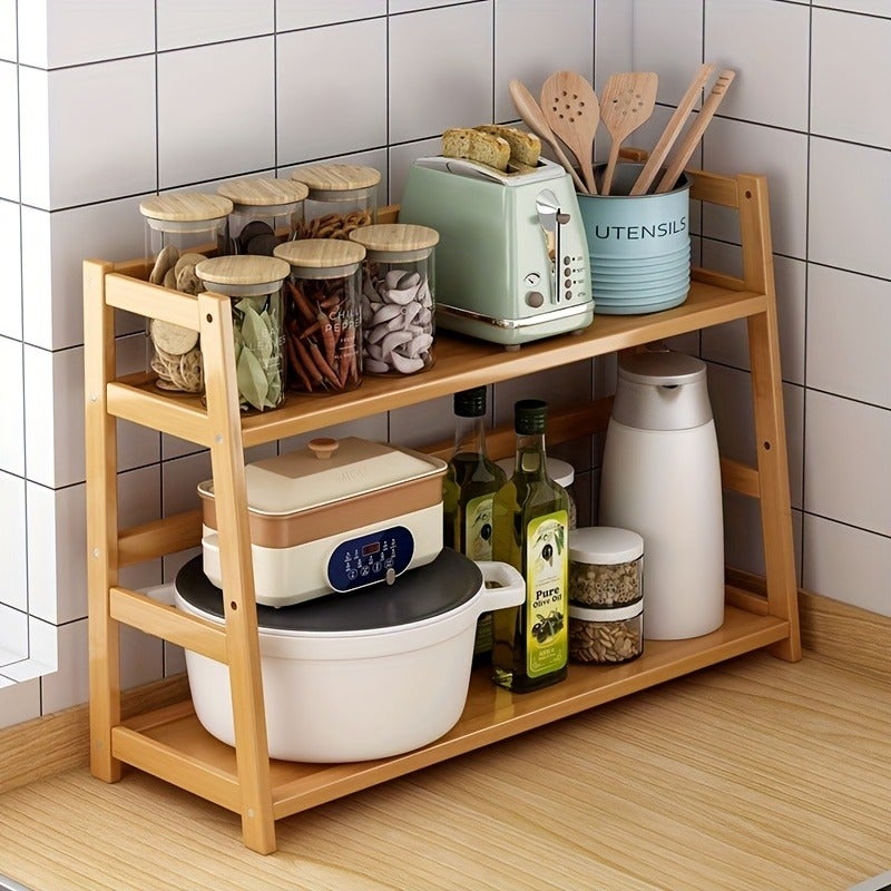 1pc Multifunctional Kitchen Storage Rack, Household Seasoning Rack, Countertop Condiment Storage Rack, Multi-Scene Use Desktop Bookshelf Balcony Small Flower Rack - Image 2