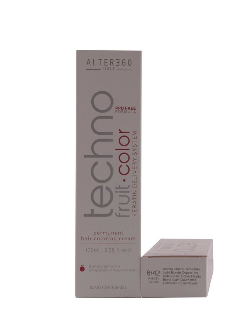 ALTER EGO Technofruit Hair Color Light Blonde Copper Iris 8/42 100ml 