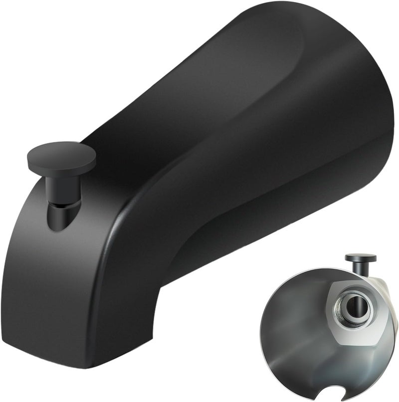 Coolfell 5 1/4 Inch Bathroom Matte Black Tub Spout, Compatible with Westbrass E531D-1F-62, Bathtub Faucet for Wall Front Mount,Tub Spout with Shower Diverter for 1/2'' IPS Inside Thread - Image 1
