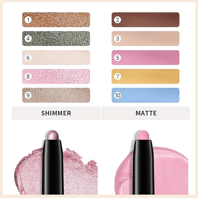 Erinde 2PC Waterproof Eyeshadow Stick Cream Eye Shadow Stick LongLasting CreaseProof Cream to Powder Buildable Blendable Eye Shadow Pencils Crayon Vegan CrueltyFree 0109 - Image 3