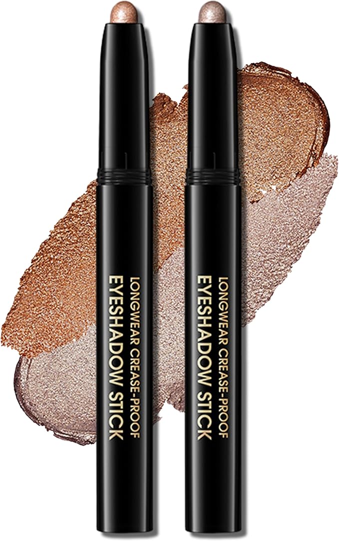 Erinde 2PC Waterproof Eyeshadow Stick Cream Eye Shadow Stick LongLasting CreaseProof Cream to Powder Buildable Blendable Eye Shadow Pencils Crayon Vegan CrueltyFree 0109 - Image 1