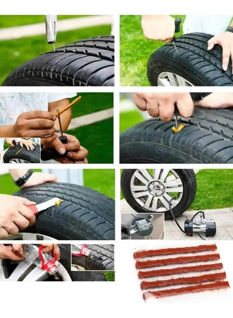 Generic 250 Pcs Brown Tire Repair Strings,Emergency Tubeless Tire Puncture Repair Strip Strings Kit, 100mm x 6 mm Automotive Tool Tire Repair Rubber Plugs for Tires Car, Bike, Wheelbarrow, Mower - Image 2