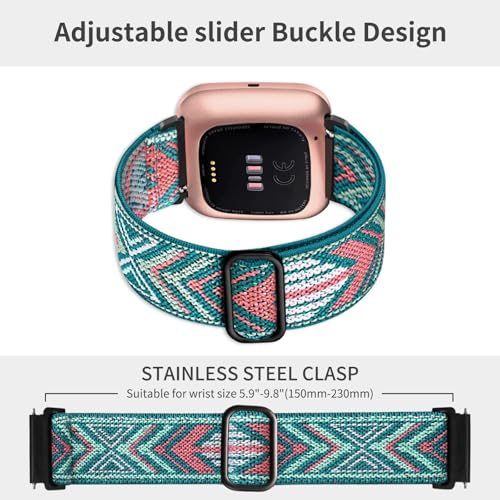 Zspoly 8 Pack Elastic Bands Compatible with Fitbit Versa, Adjustable Nylon Braided Strap Solo Loop Sport Replacement Wristband for Women & Men Smart Watch - Image 4