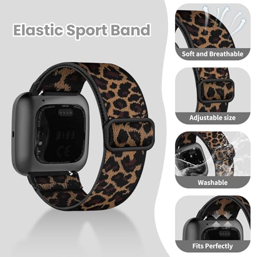 Zspoly 8 Pack Elastic Bands Compatible with Fitbit Versa, Adjustable Nylon Braided Strap Solo Loop Sport Replacement Wristband for Women & Men Smart Watch - Image 3